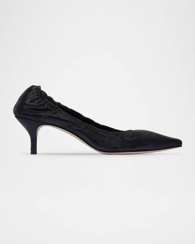 Manu Ruched Leather Snip-Toe Pumps